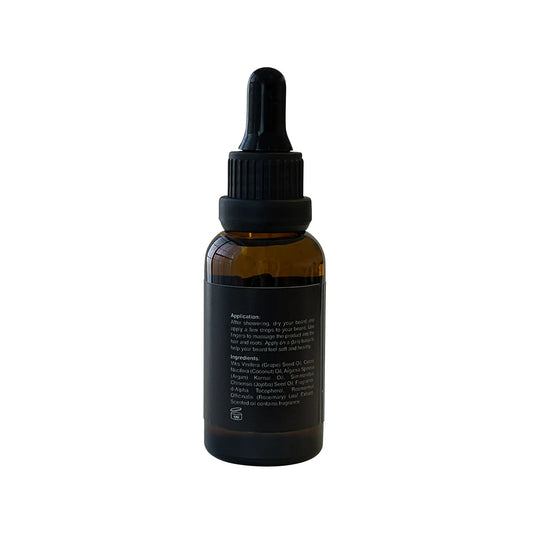 Tune-Up Speakeasy beard oil, back label