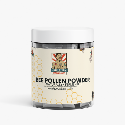 Ohio River Muscle Co. Bee Pollen Powder, front label