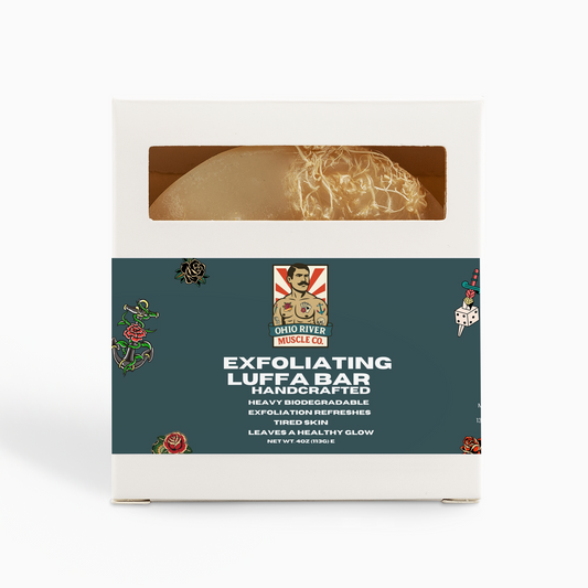 Ohio River Muscle Co. Exfoliating Luffa Bar, front label