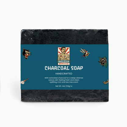 Ohio River Muscle Co. Charcoal Peppermint Soap, front label