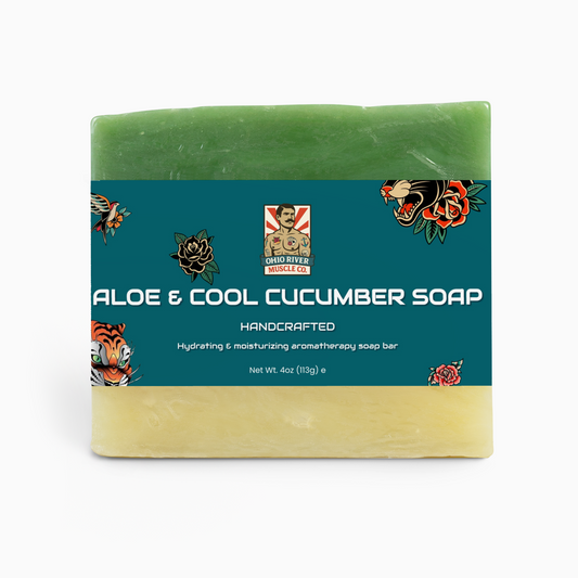 Ohio River Muscle Co. Aloe & Cool Cucumber Soap, front label