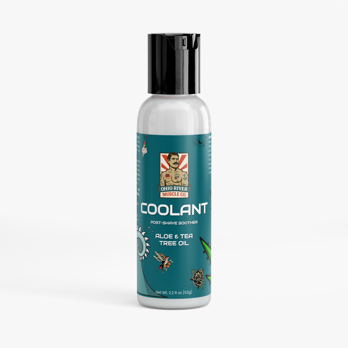 Ohio River Muscle Co. Coolant Aloe & Tea Tree Post Shave Gel, front label