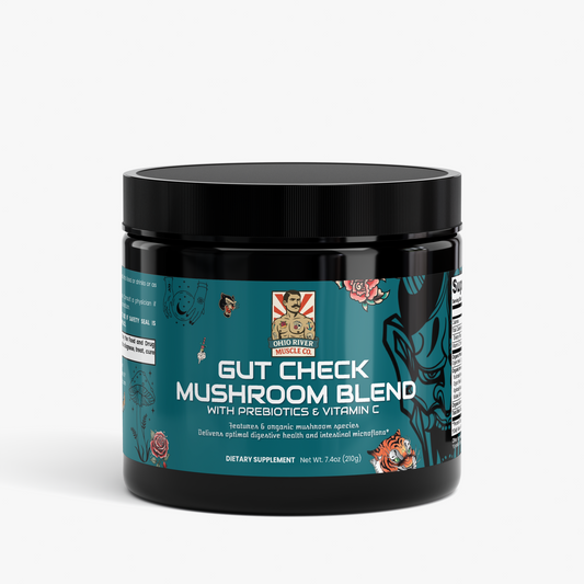 Ohio River Muscle Co. Gut Check Mushroom Blend, front label