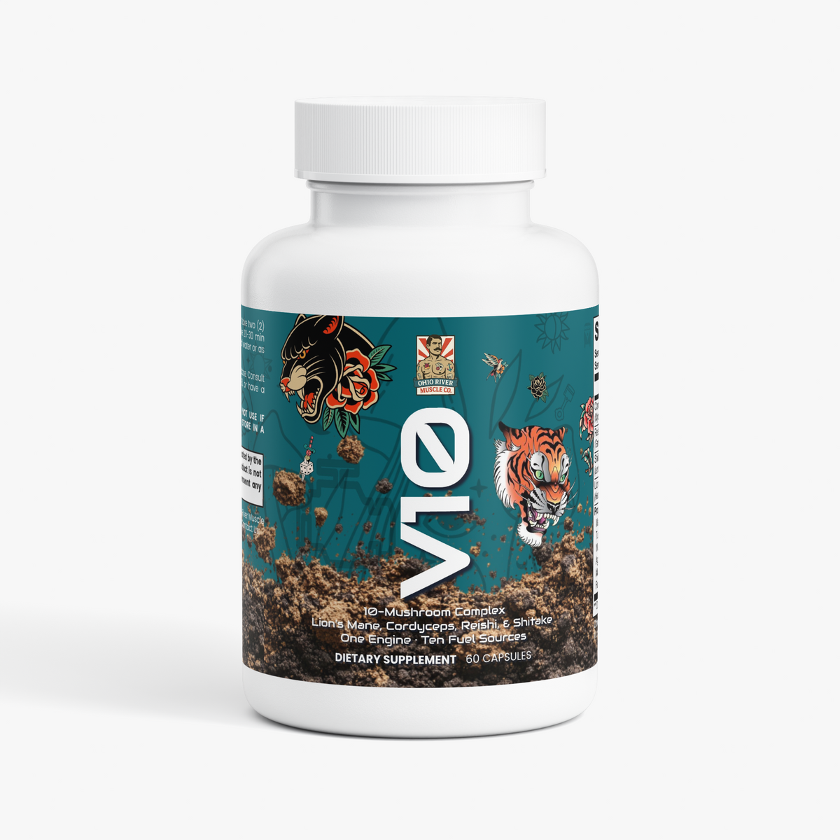 Ohio River Muscle Co. V10 10-Mushroom Complex, front label