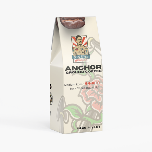 Ohio River Muscle Co. Anchor Lion's Mane & Chaga Mushroom Coffee, front label