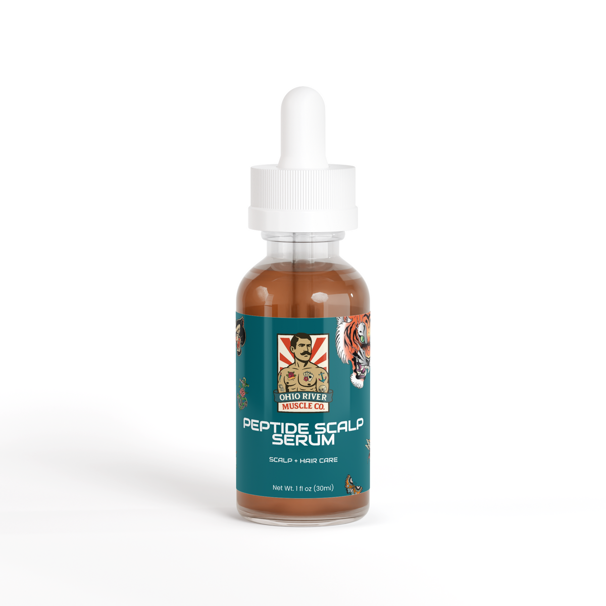 Ohio River Muscle Co. Peptide Scalp Serum, front label