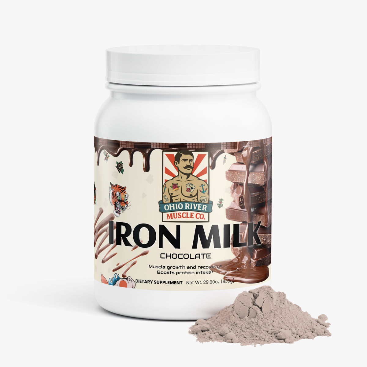 Iron Milk Supplement Facts panel, 22 g protein per serving