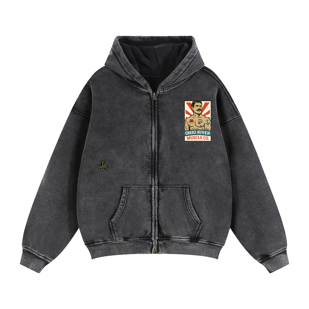 Deckhand Zip heavyweight hoodie in black
