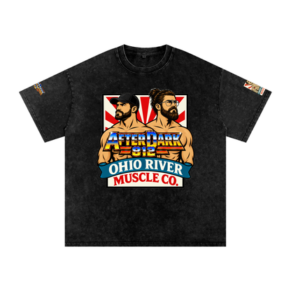After Dark 812 x Ohio River Muscle Co. oversized pump cover in snow-washed black, front view