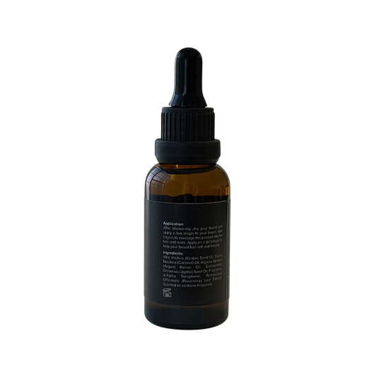 Tune-Up unscented beard oil, back label