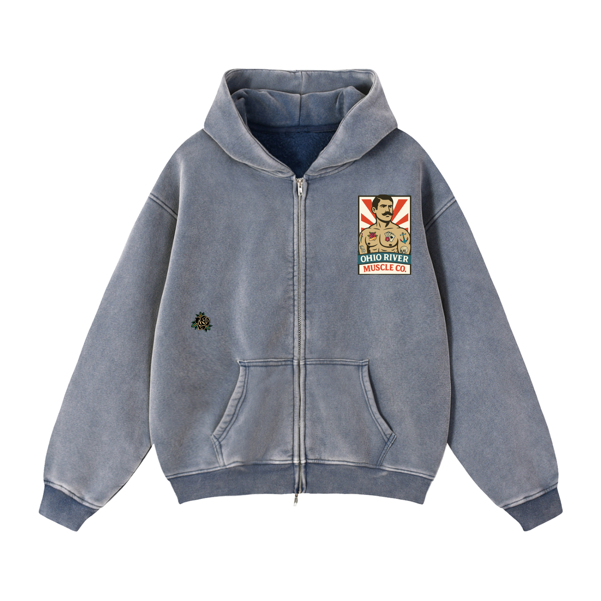 Deckhand Zip heavyweight hoodie in royal blue