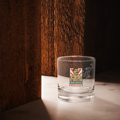 Ohio River Muscle Co. Nightcap rocks glass, front view