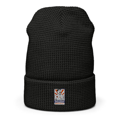 Ohio River Muscle Co. Watch Cap waffle-knit beanie in black, front view