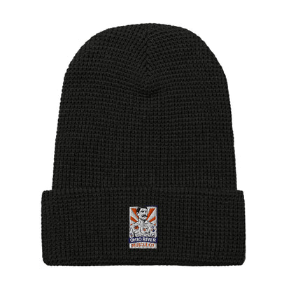 Ohio River Muscle Co. Watch Cap waffle-knit beanie in black, front view